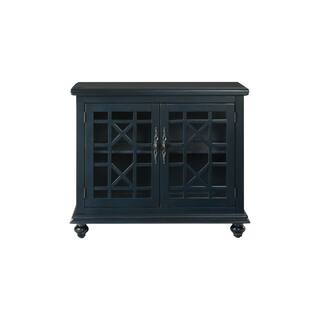 Martin Svensson Home Elegant Blue Glass TV Stand Fits TVs Up to 42 in. with Adjustable Shelves 91035