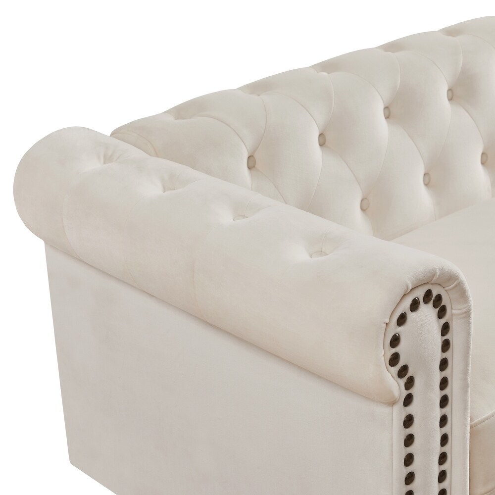 80 inch Tufted Fabric/Leather Chesterfield Sofa