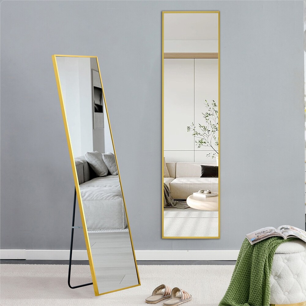 Aluminium alloy Metal Frame Wall Mounted Full Body Mirror Golden 63\