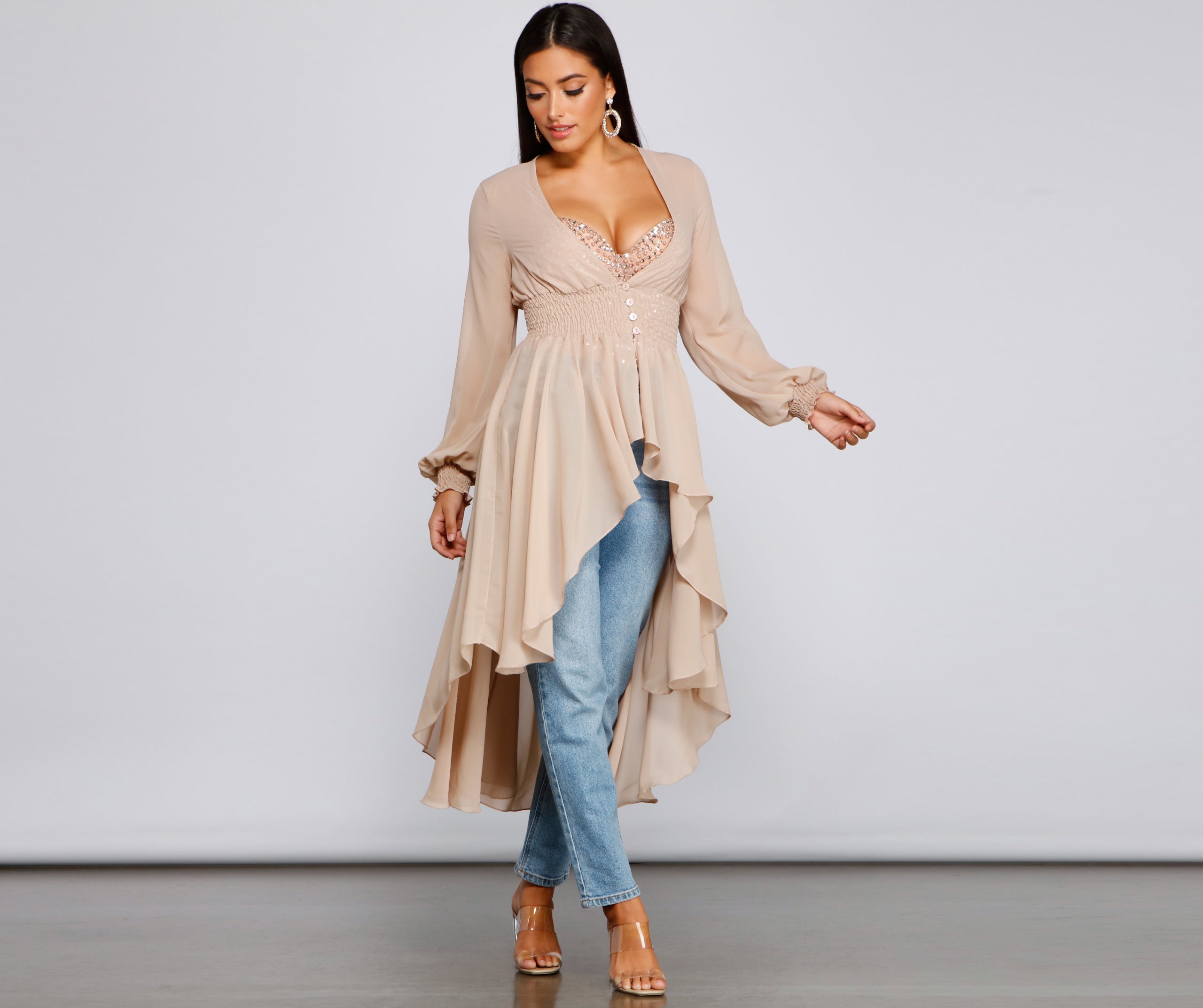 Chic Chiffon High Low Duster