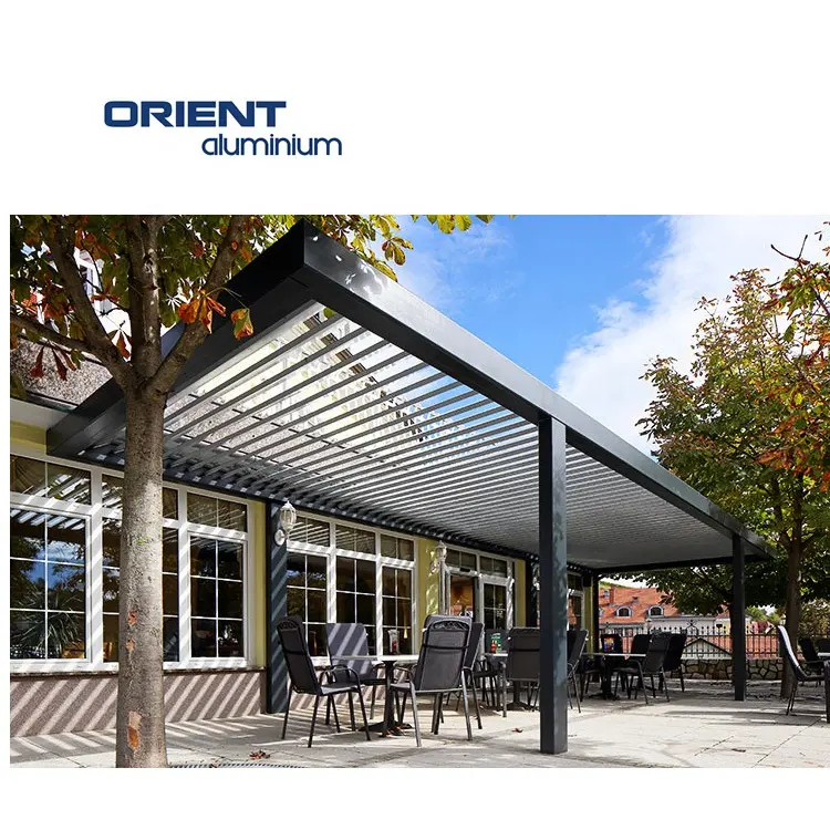 Factory Direct Sale Motorized Modern Waterproof Pergola Canopy Outdoor Leisure Greenhouse Shading Courtyard Pergola