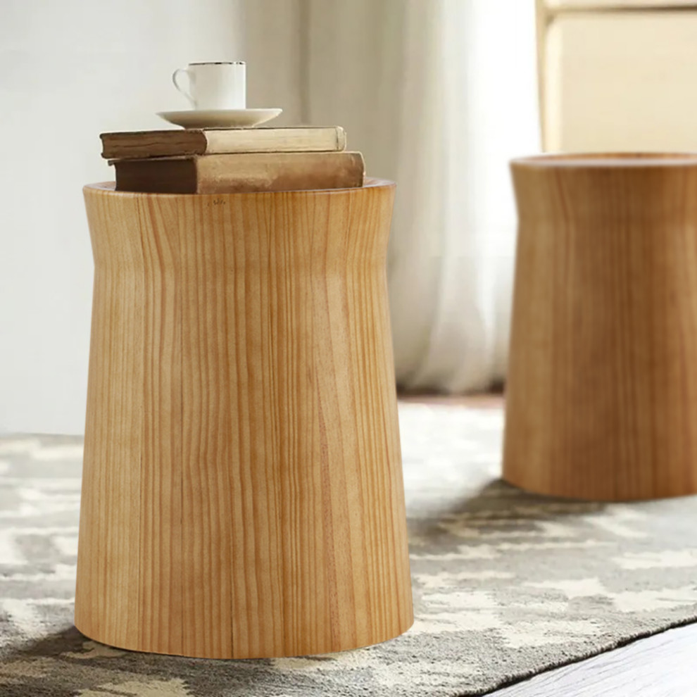 Small Cottage Round Wood Side Table Tray Top End Table   Transitional   Side Tables And End Tables   by Homary International Limited  Houzz