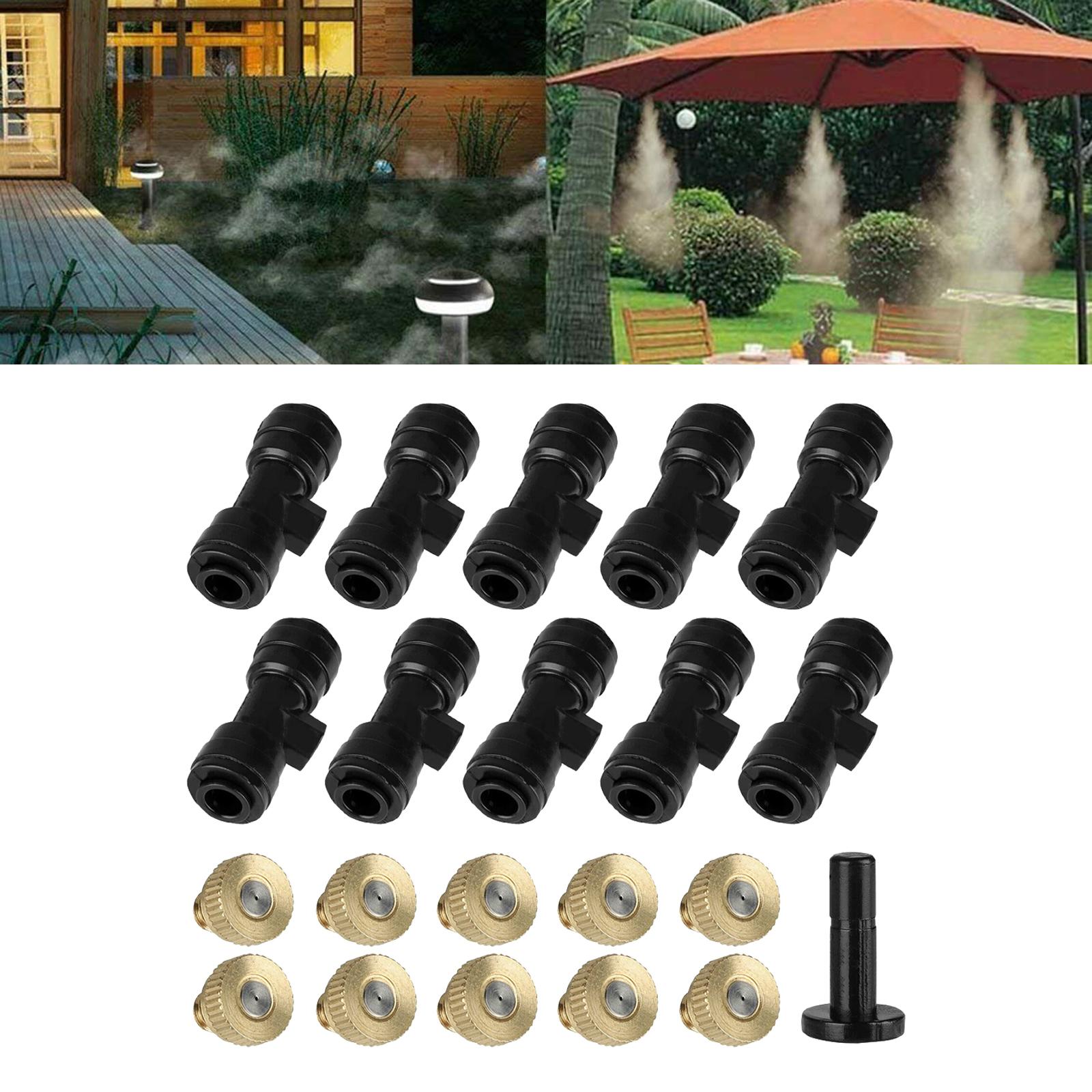 Misting Nozzles Kit Irrigation Misting Brass Nozzle Cooling Nozzles for Greenhouse Landscaping Nozzle Seat Plug