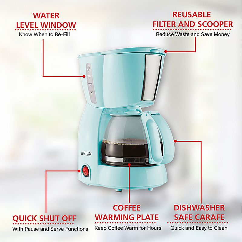 Brentwood 4 Cup 650  Watt Coffee Maker in Blue