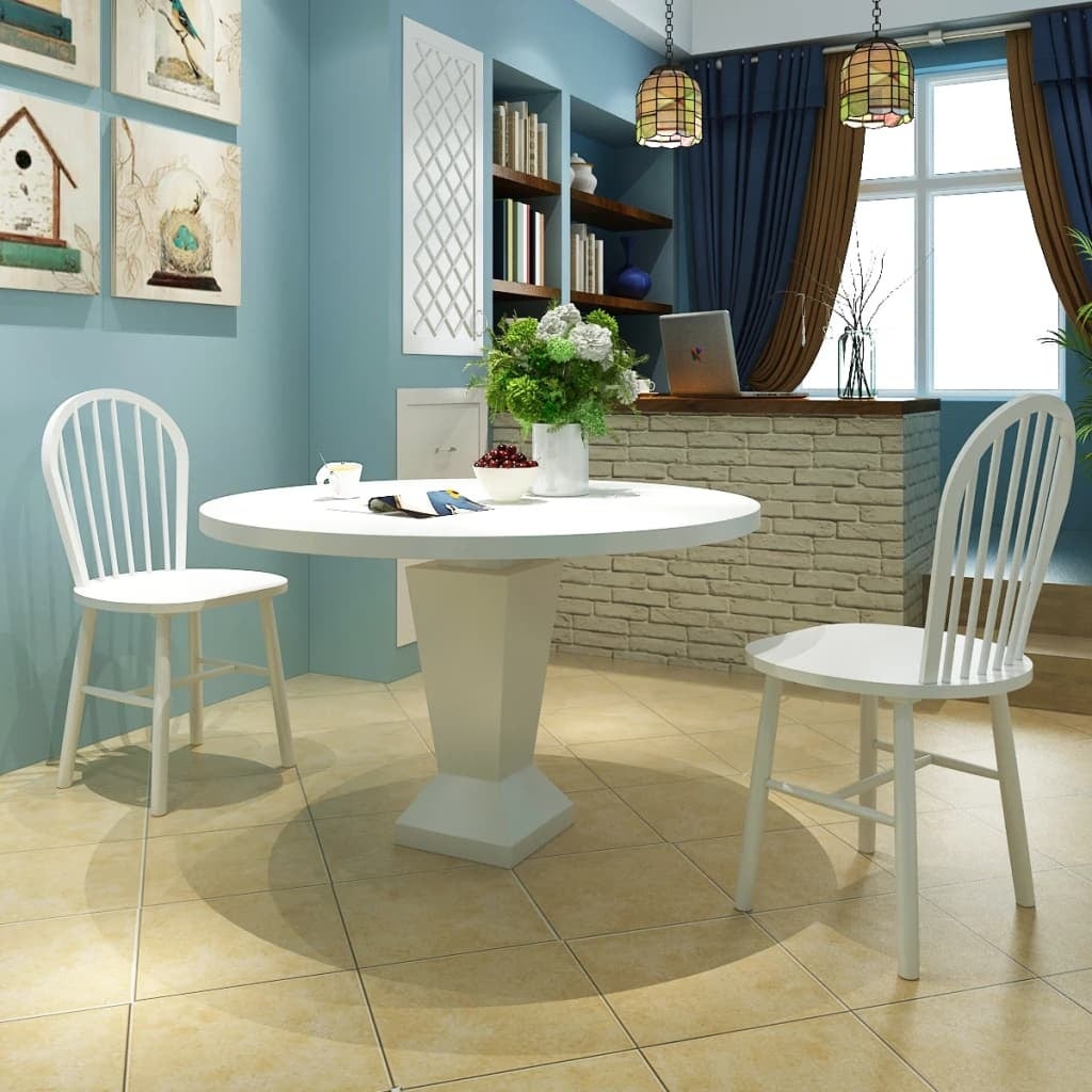 2/4/6 pcs Wooden Dining Chairs Round White - 18.3