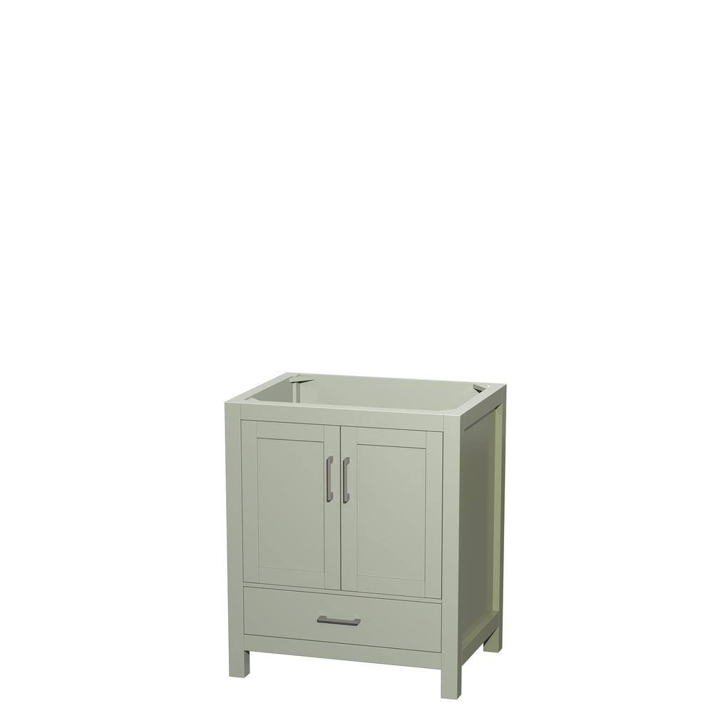 Wyndham Collection Sheffield 29 in. W x 21.75 in. D x 34.5 in. H Single Bath Vanity Cabinet without Top in Light Green WCS141430SLGCXSXXMXX