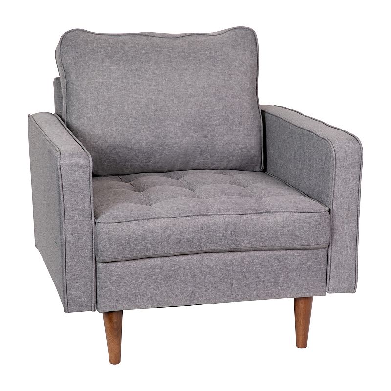 Merrick Lane Garibaldi Mid-Century Modern Armchair with Tufted Upholstery and Solid Wood Legs