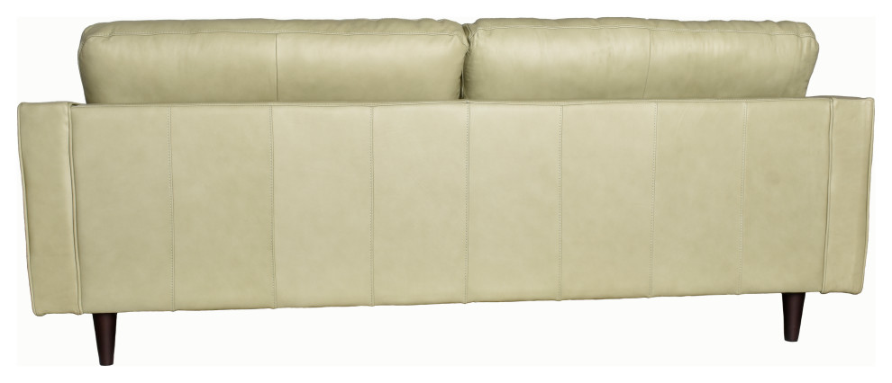 Lea Unlimited Amara Traditional Leather  ampWood Sofa in Kiwi Green   Midcentury   Sofas   by Lea Unlimited Inc.  Houzz