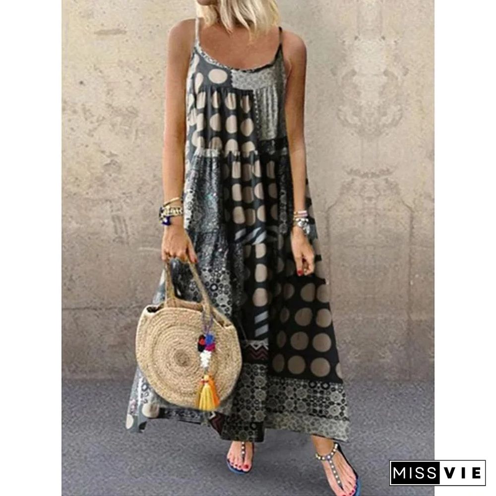 Women Dresses Shift Daytime Casual Printed Maxi Dresses