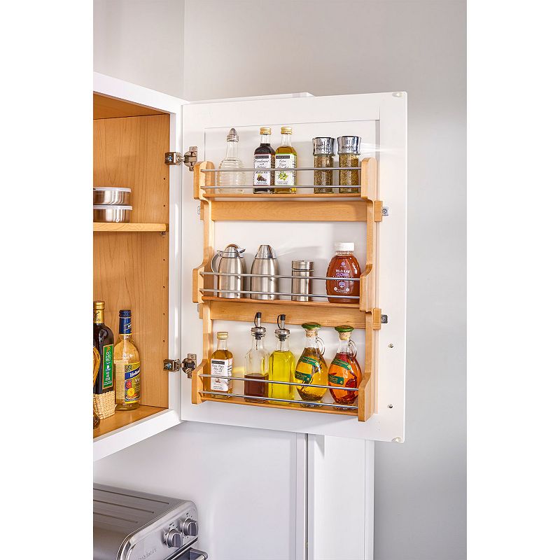 Rev-A-Shelf 18 Kitchen Cabinet Door Mounted 3-Shelf Storage Spice Rack， 4SR-18