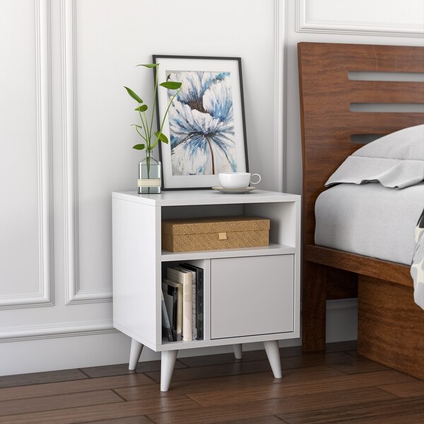 ATHENEE HOME Gramercy Bedside Table - Nightstand Endtable Bookcase Storage