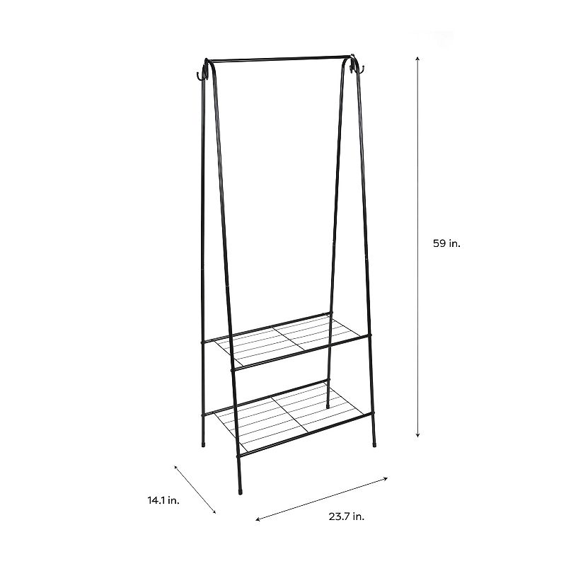 Organize It All Garment Rack with 2 Tier Shelving