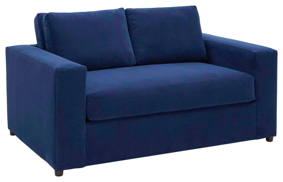 Avendale Velvet Loveseat  Deep Navy   Contemporary   Loveseats   by First of a Kind USA Inc  Houzz