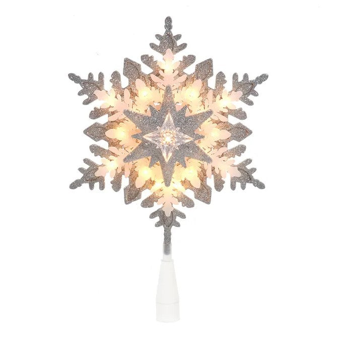 14 LED Silver & White Snowflake Tree Topper