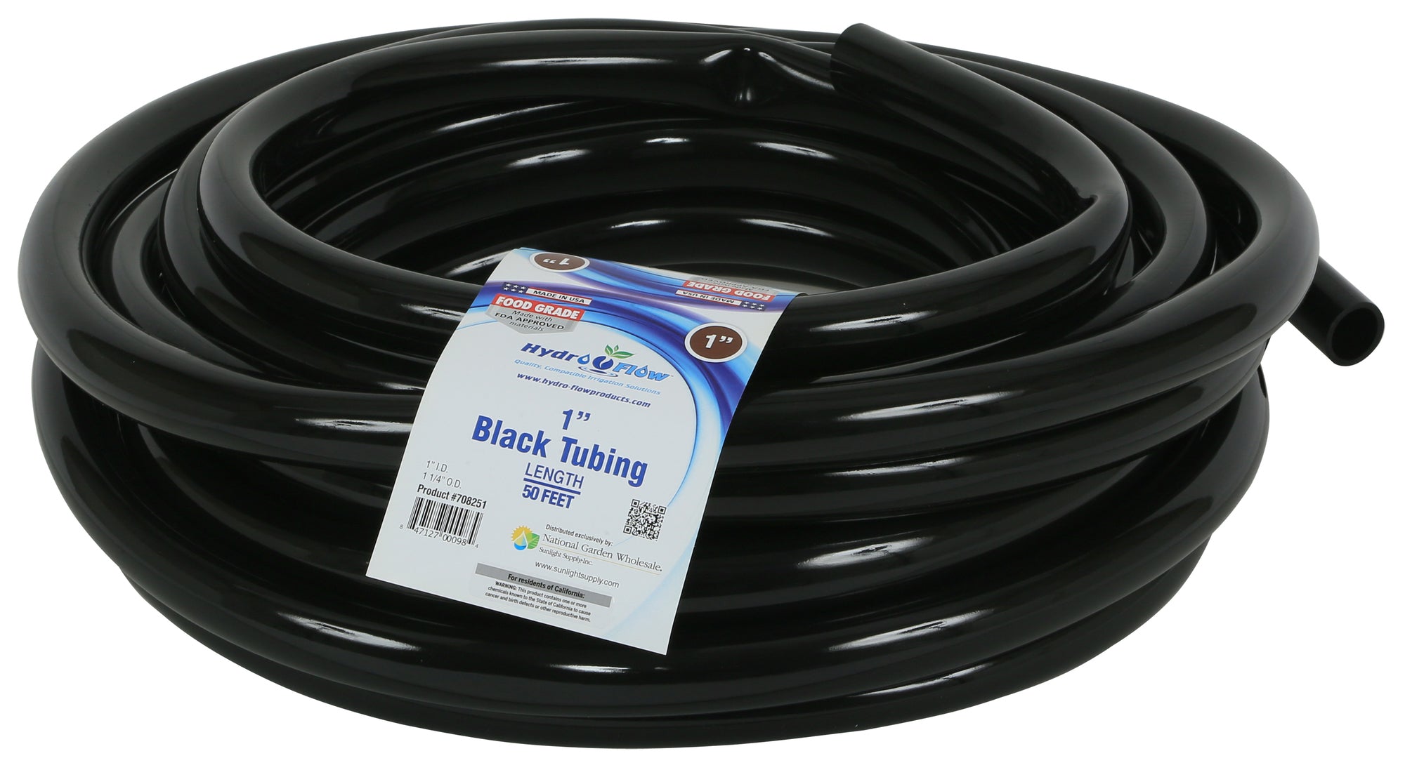 Hydro Flow Vinyl Tubing， 1 in. ID x 1-1/4 in. OD， 50 ft. Roll， Black