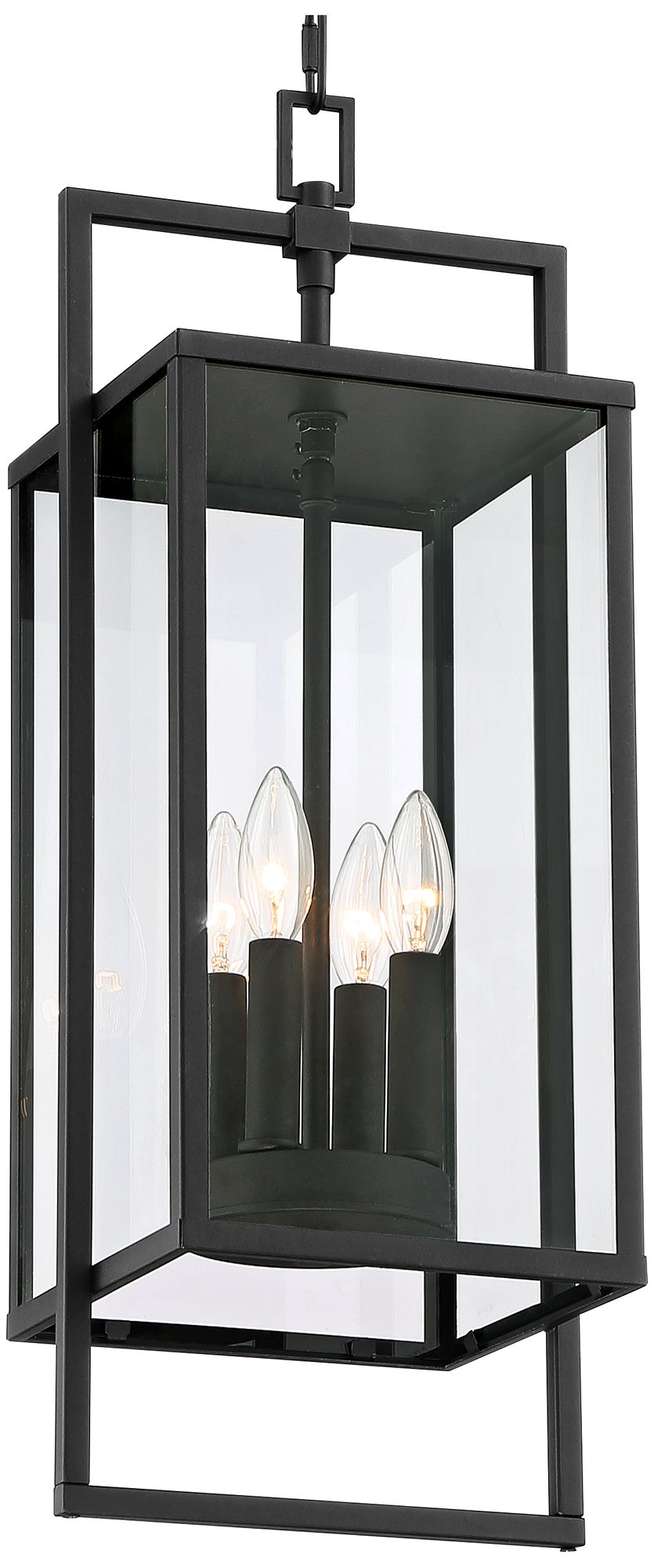 Possini Euro Design Contemporary Outdoor Hanging Light 4-Light Fixture Black 24 1/4