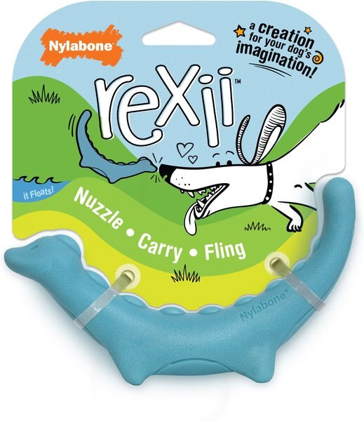 Nylabone Creative Play Rexii Dinosaur Interactive Dog Toy， Blue