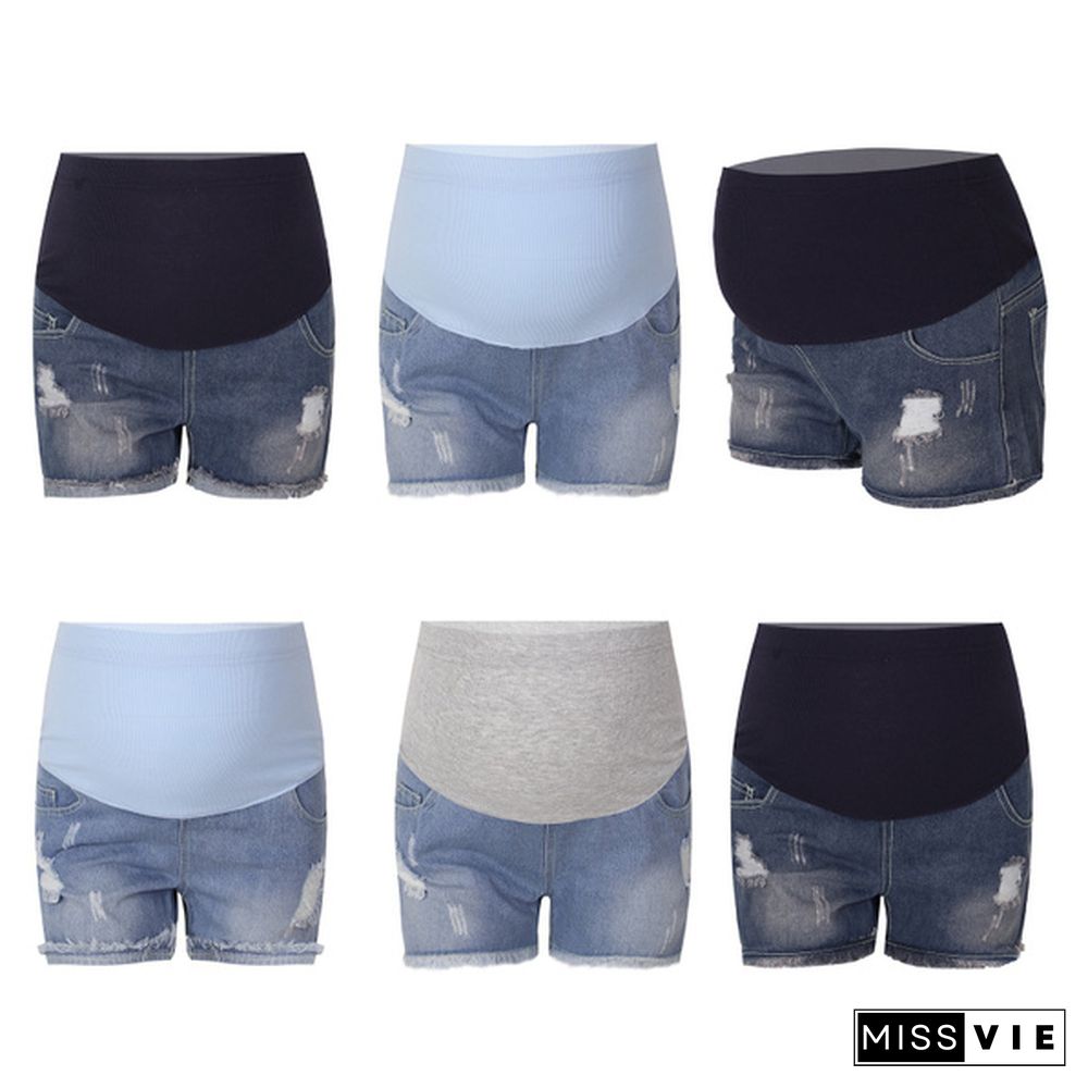 Women's Maternity Secret Fit Belly Adjustable Denim Jean Shorts