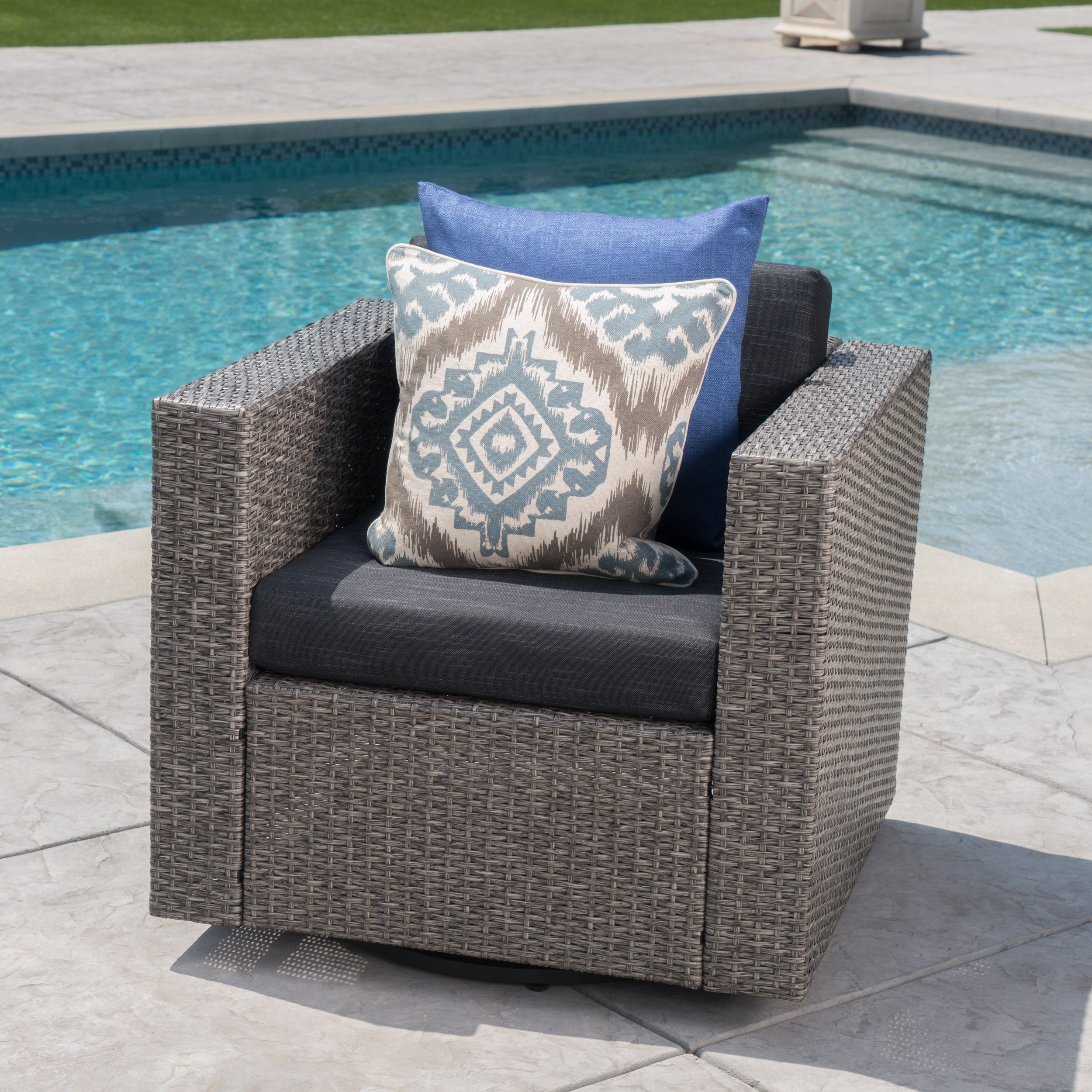 Venice Outdoor Wicker Swivel Club Chair with Water Resistant Cushions