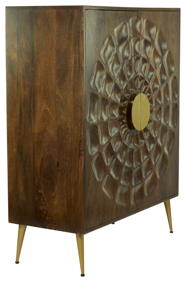 Brown Wood Contemporary Cabinet  36 quotx 17 quotx 46 quot  Midcentury   Accent Chests And Cabinets   by Brimfield  ampMay  Houzz