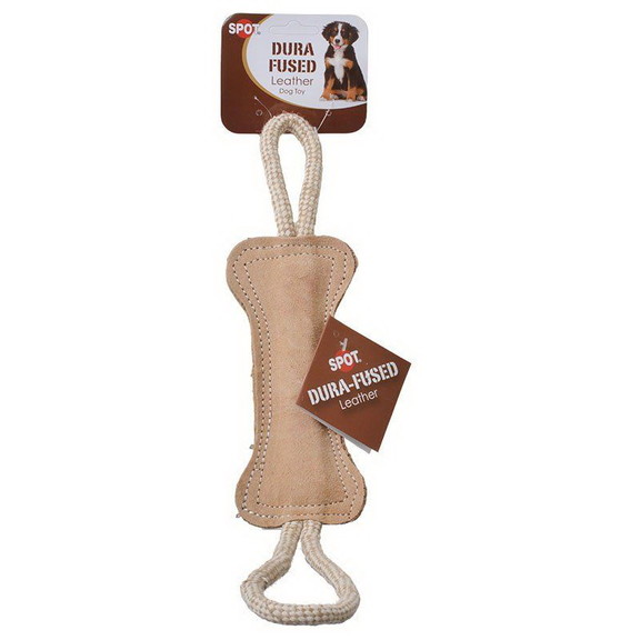 Spot Dura Fused Leather Bone Tug Dog Toy  18 Long...