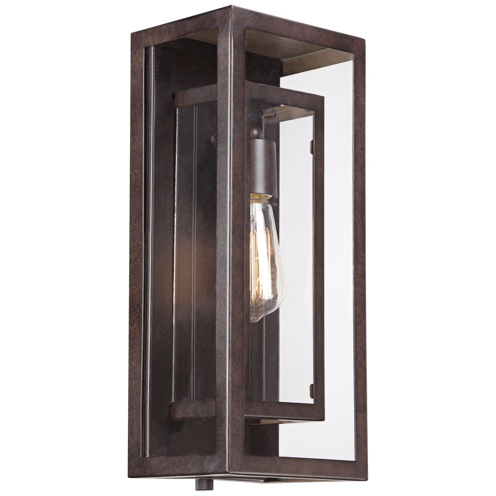 Possini Euro Design Modern Outdoor Wall Light Fixture Bronze Double Box 15 1/2" Clear Glass Exterior House Deck