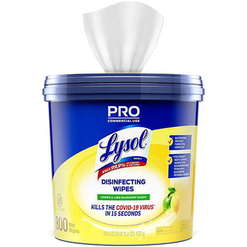 Reckitt Benckiser Lysol Professional Disinfecting Wipe Bucket | 6 x 8， Lemon and Lime Blossom， 800 Wipes