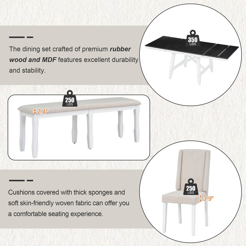 6 Piece Dining Table Set with two 12\