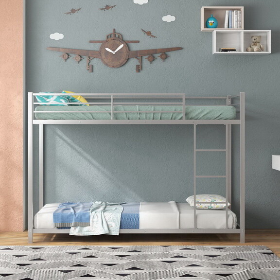 Costway Low Profile Twin Over Twin Metal Bunk Bed ...