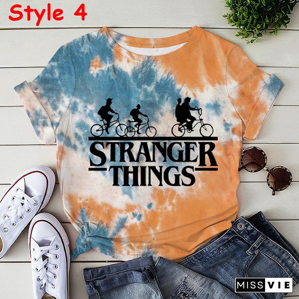 New Stranger Things 3D T Shirt Unisex Casual Tie Dye Short Sleeve Teenager Fashion Streetwear Round Neck Shirt Tee