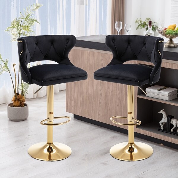 Modern 2PCS Bar Stools With Back and Footrest Counter Height