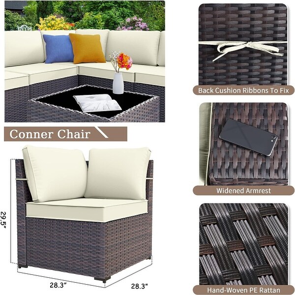 Kullavik Patio Furniture Set Sofa 6Piece Wicker Sectional Sofa Set，Outdoor Furniture Rattan Patio Sofa Conversation Set