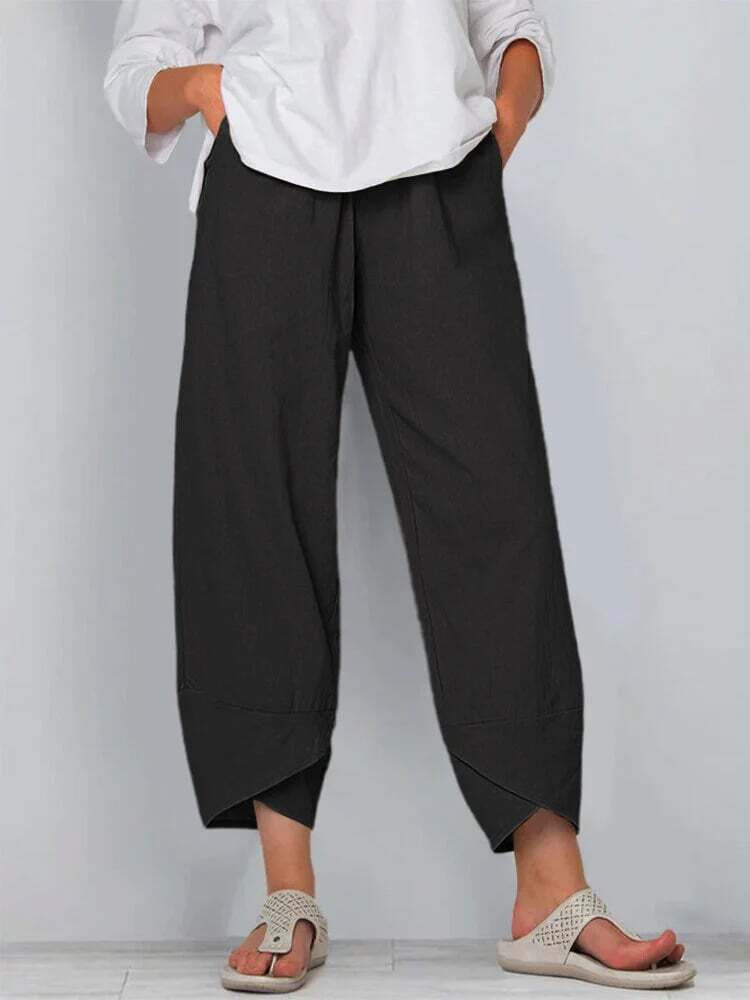 Womens Solid Color Simple Loose Casual Ankle pants