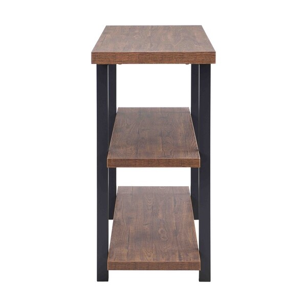 Brown Wood and Metal 3-Tier Console Table