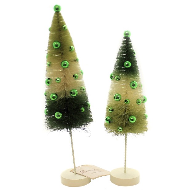 Saint Patricks Green Tri Color Bottle Brush Trees Two Trees 9 5 Inches St Patrick x27 s Day Spring Lc9546 Sisal White