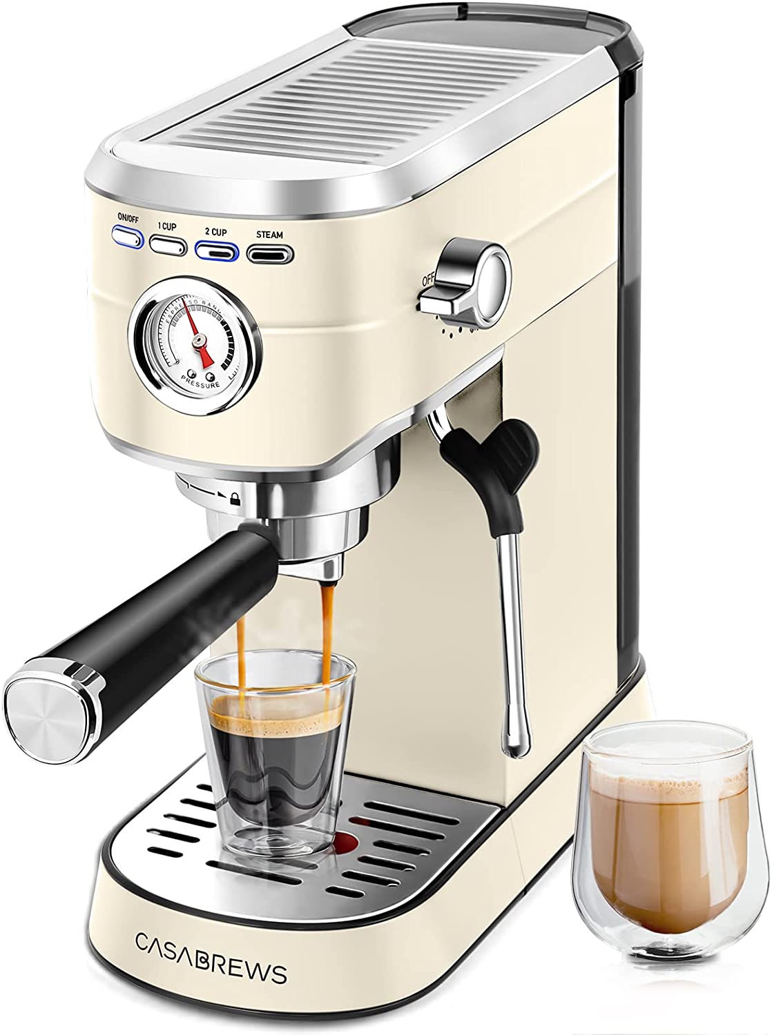 Machine 20 Bar, Professional Espresso Maker with Milk Frother Steam Wand, Compact Espresso Coffee Machine with 34oz Removable Water Tank for Cappuccino, Latte, Gift for Dad or Mom