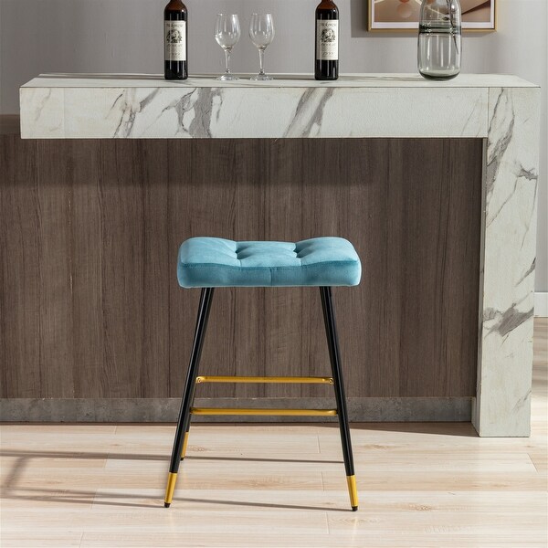 Bar Stools Vintage Style Velvet Footrest Counter Height Dining Chairs