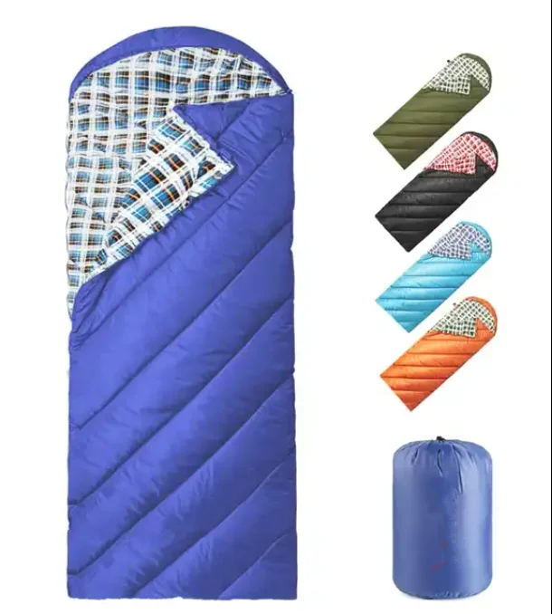 Manufacturer Envelope Organic Cotton Thickened Emergency Cheapest Sleeping Bag with Detachable Hood for Outdoor