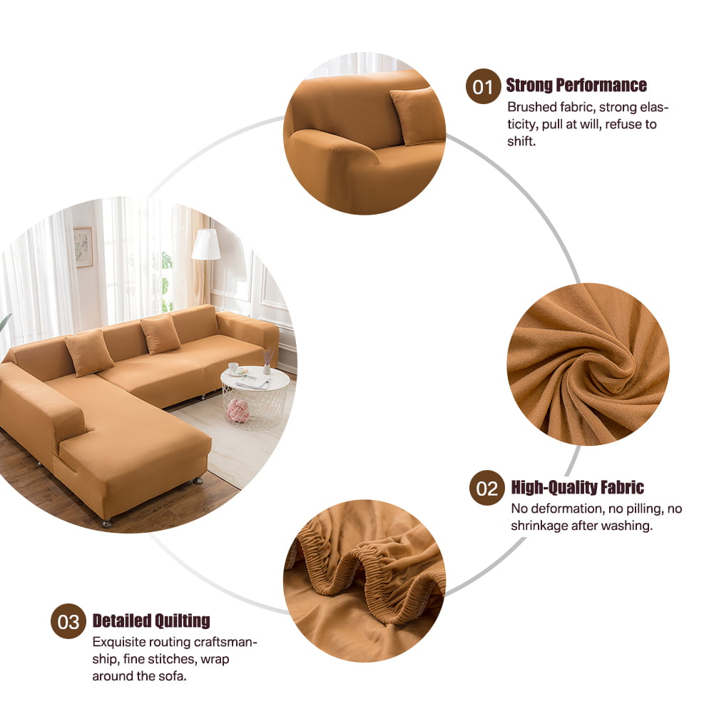 Sofa Covers for L Shape, Polyester Fabric Stretch Slipcovers 3 + 2 seat for Sectional sofa L-shape Couch