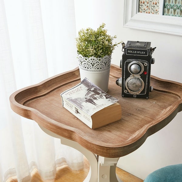 COZAYH Rustic Farmhouse Tray Top End Table