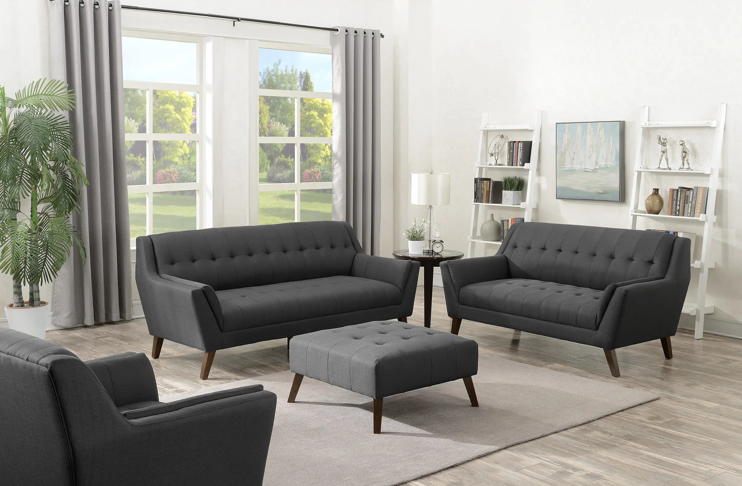 Celeste Mid-Century Modern Gray Loveseat