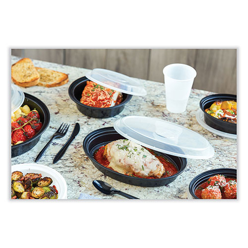 Pactiv Newspring VERSAtainer Microwavable Containers | Oval， 24 oz， 9.1 x 6.7 x 1.45， Black