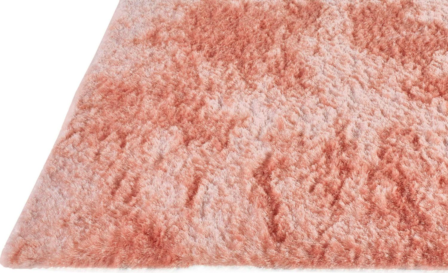 Freya Plush Shag Rug with Metallic Sheen， Salmon Pink， 2ft x 3ft-4in Accent Rug