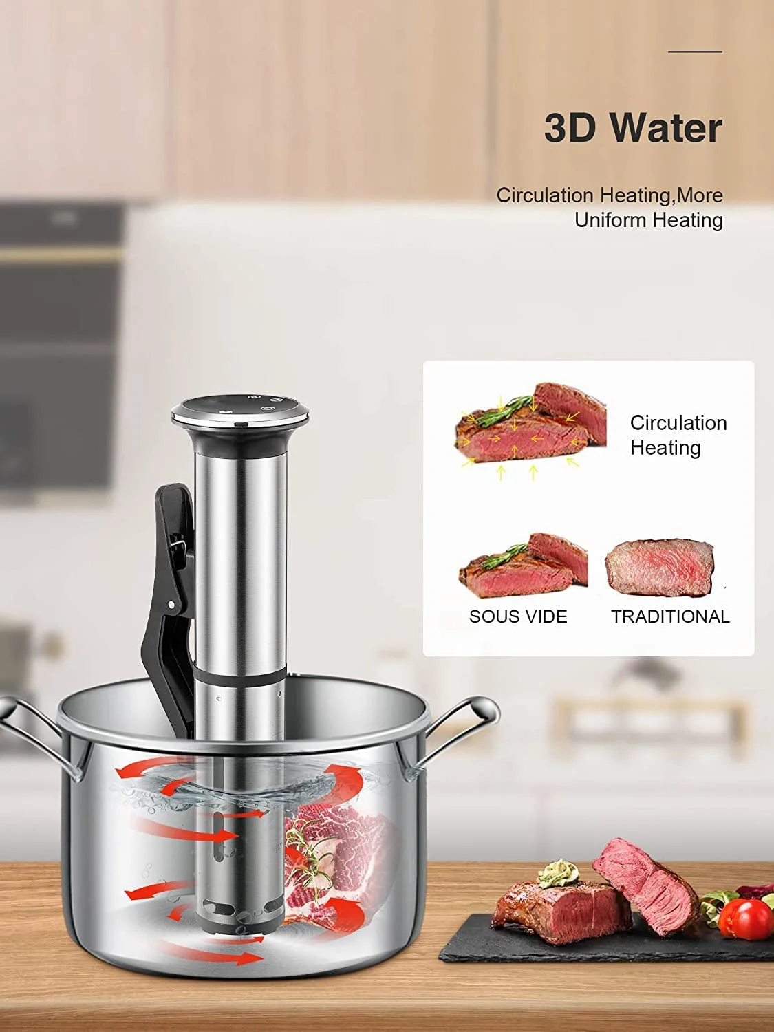 Sous Vide, 1200W Slow Cooker with LED Touch Screen SV-8006