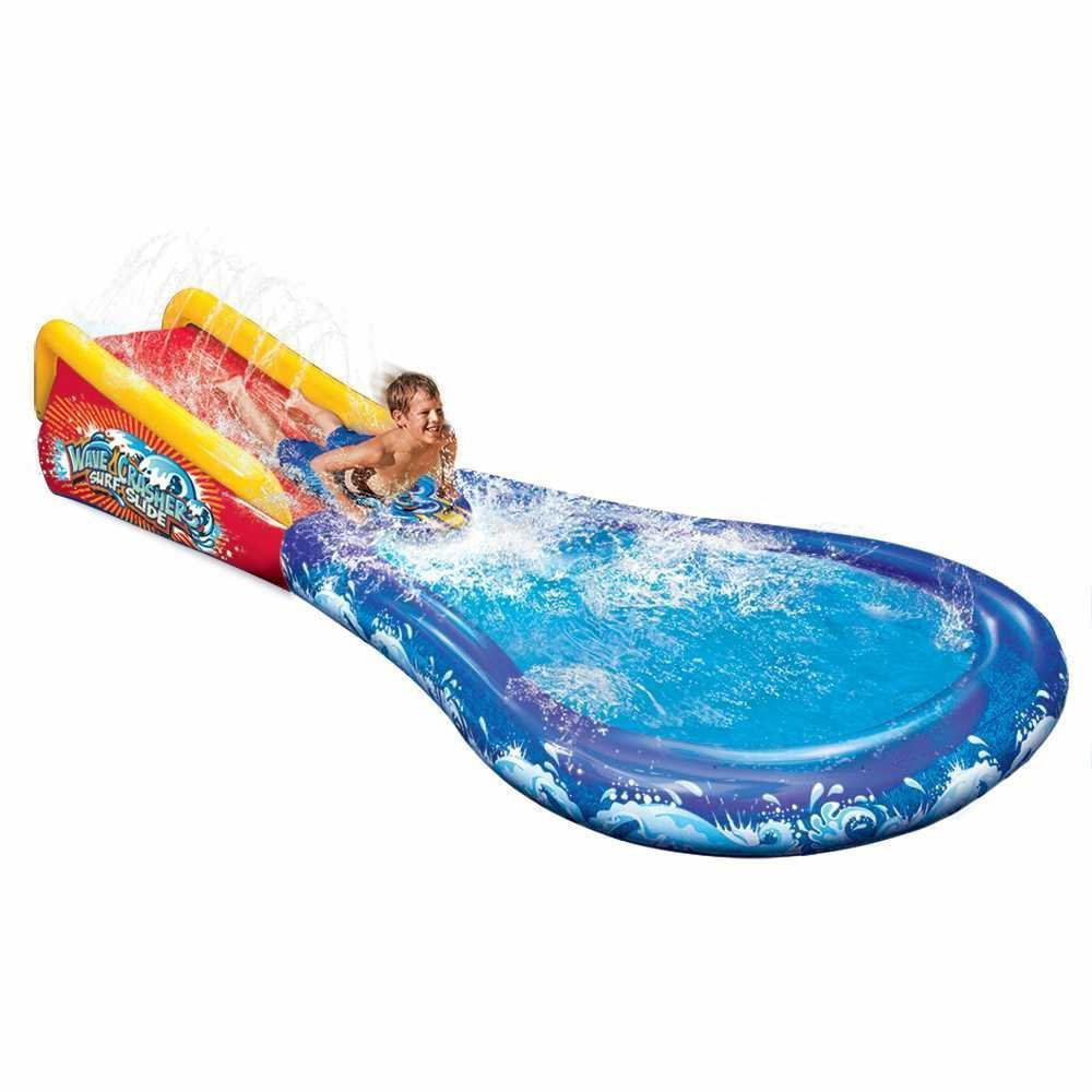 Banzai Inflatable Wave Crasher Surf Water Slide and Pool with Body Board