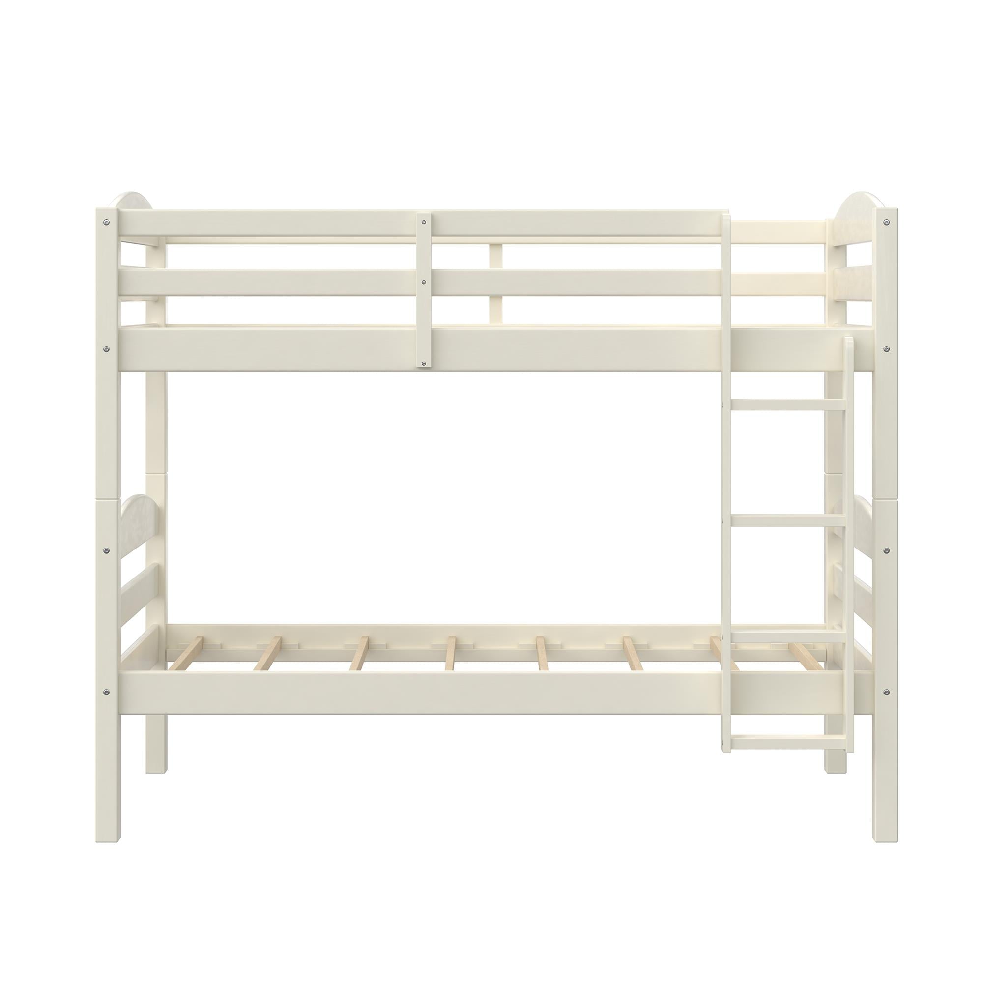 Better Homes & Gardens Leighton Solid Wood Twin-over-Twin Convertible Bunk Bed, White