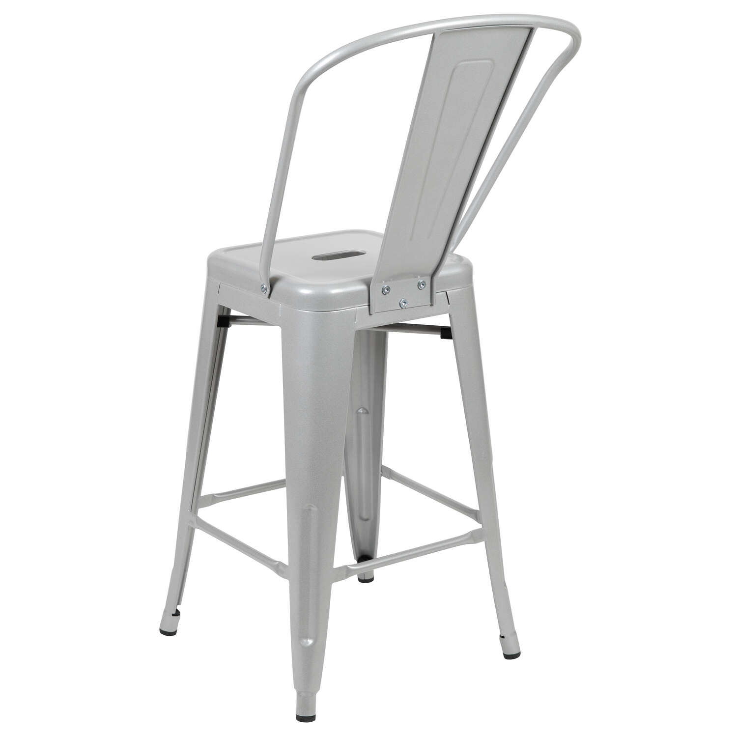 Flash Furniture 1 pc Silver Galvanized Steel Contemporary Bar Stool