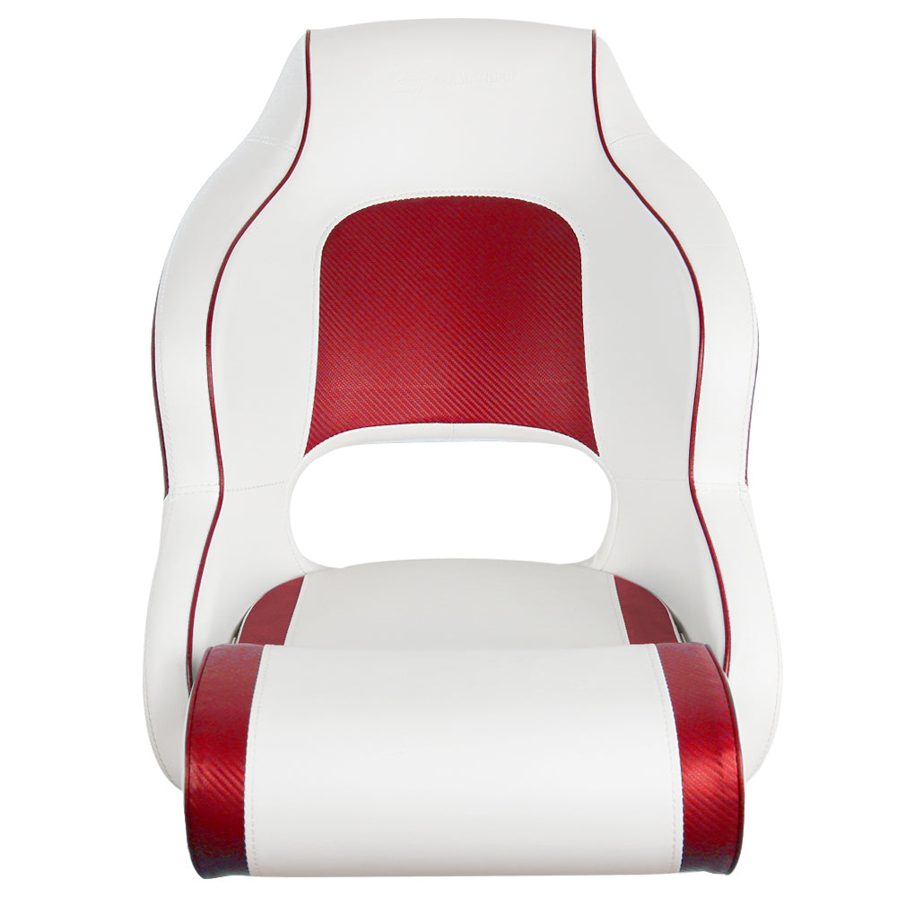 Seamander SC3 series Premier Pontoon Furniture Bucket Seat， Captain Seat， Colors， White/Red