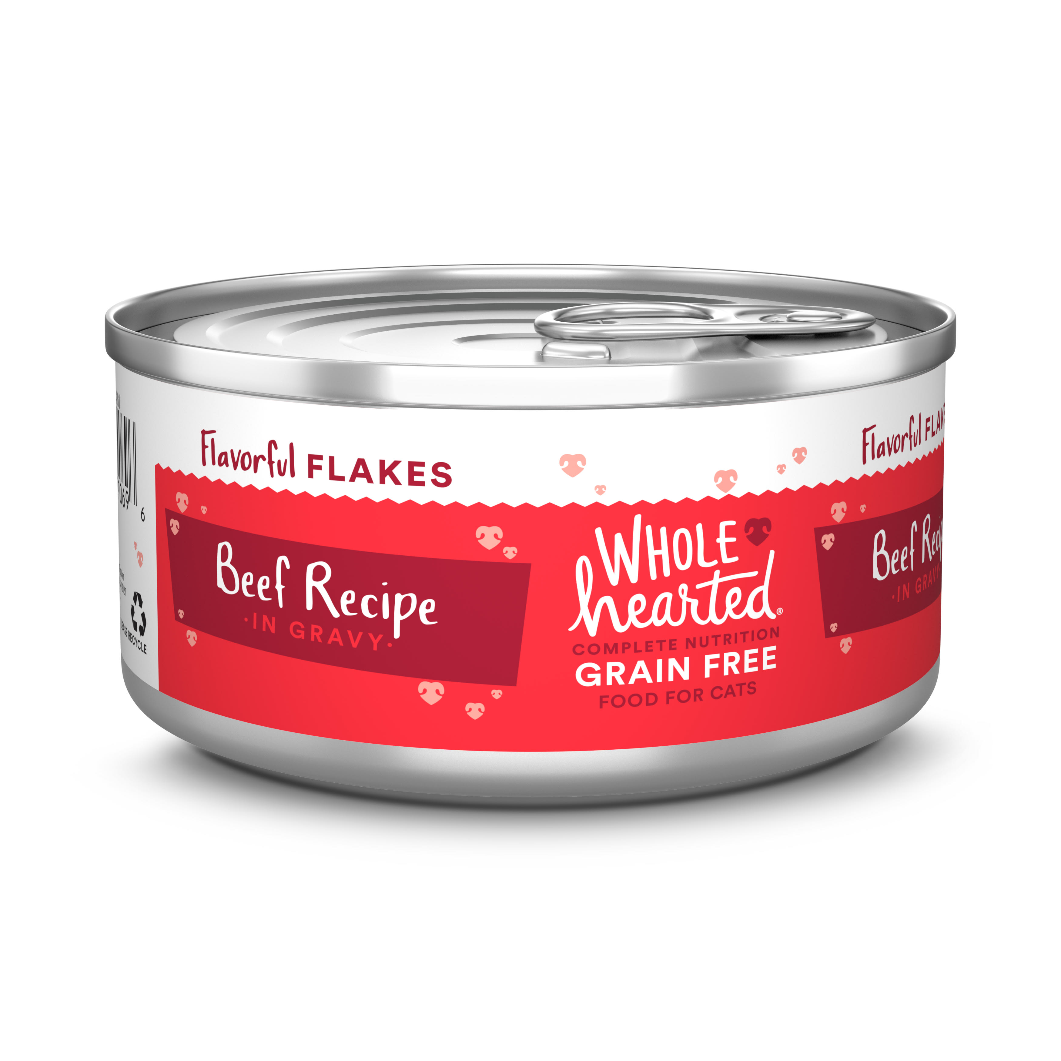 WHOLEHEARTED Grain Free Beef Recipe Flaked Wet Cat Food for All Life Stages， 5.5 oz.