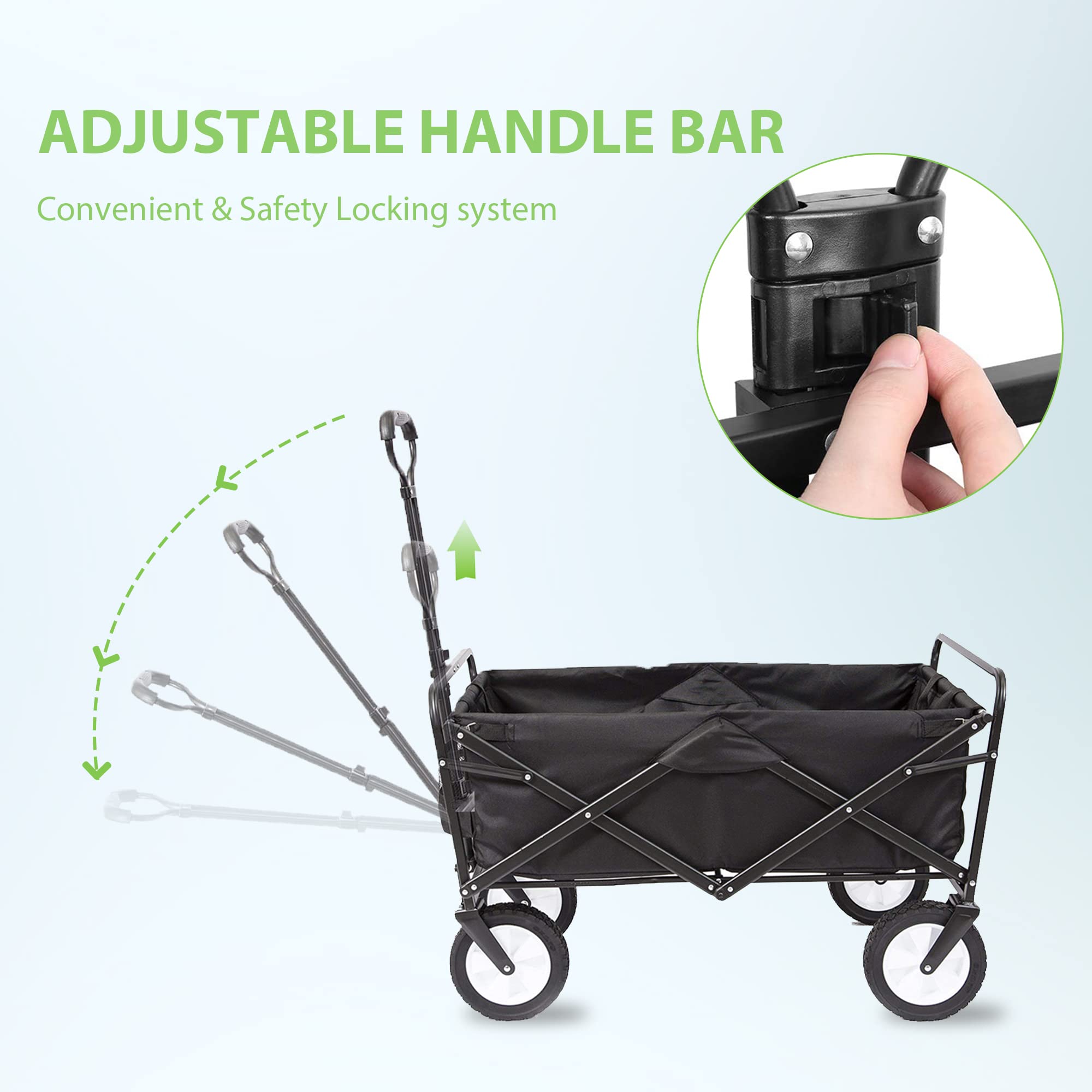 APOLLOLIFT 220lb Folding Wagon Utility Garden Cart for Outdoor Camping Black